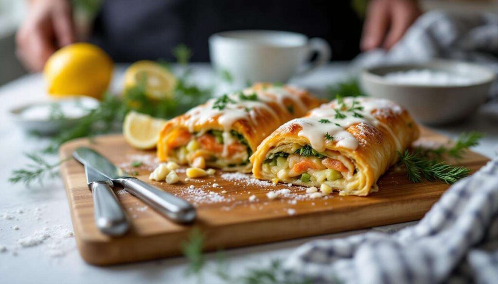 Lachsstrudel mit Porree: Einfach Lachs kunstvoll eingerollt