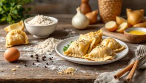 Leckere vegetarische Teigtaschen: Piroggen mit Kartoffel-Quark-Füllung
